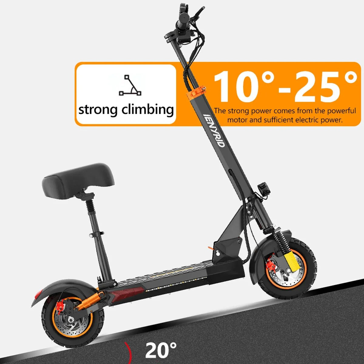 Peak 800W Off-Road Electric Scooter With Seat 48V/10Ah Folding Commuter E Scooter 28Mph Max Speed