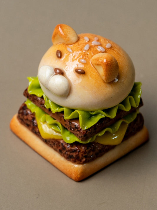 Handmade Mechanical Keyboard Sesame Shiba Inu Hamburger Caster Personality Key Cap